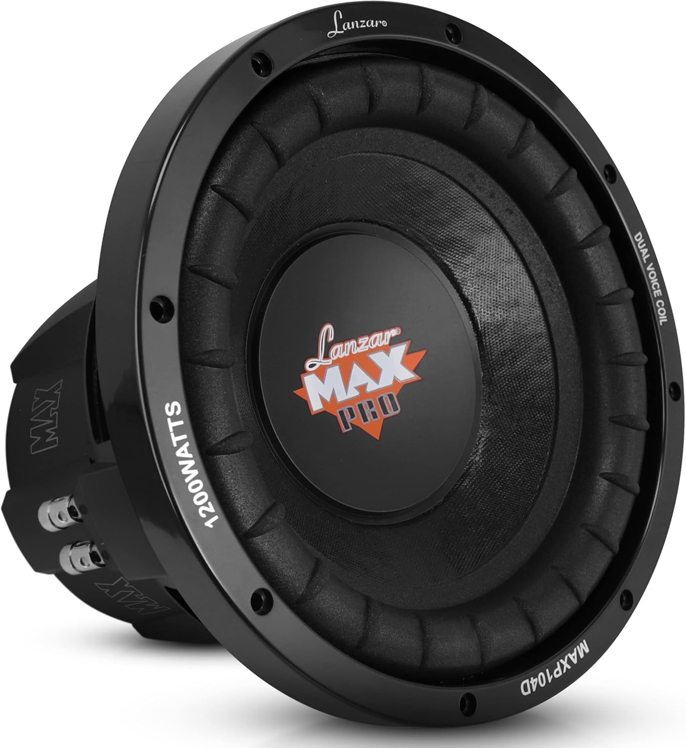 Lanzar 10In Car Subwoofer Speaker Non-Pressed Paper Cone, Stamped Plastic Basket, Dual 4 Ohm Impedance for Vehicle Audio Stereo Sound System MAXP104D