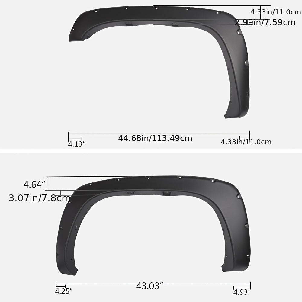 Pocket Rivet Upgrade Fender Flares, For Chevy Silverado1999-2006/ GMC Sierra1999-2006 (Incl. 2007 Classic Models/Not Fit Dually & Step-side Models), Wheel Tire Fenders Textured