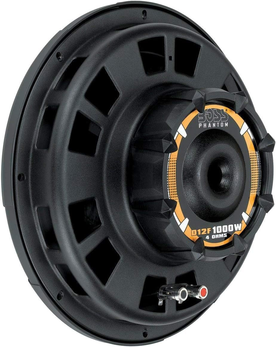 D12F Phantom Series 12 Inch Car Subwoofer - 1000 Watts Max, Single 4 Ohm Voice Coil, Sold Individually, Hook up to Amp