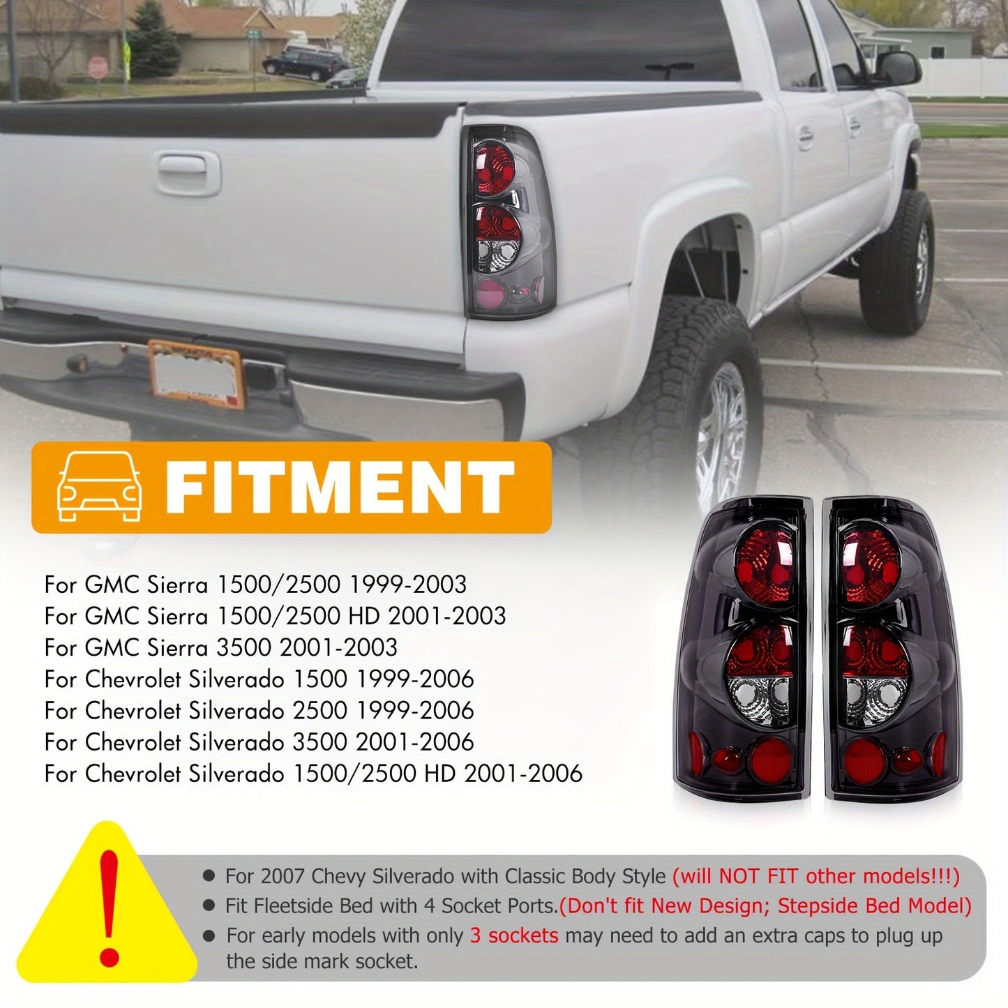 A Pair Tail Lights For Chevy 1500 2500 3500 1999-2006 For GMC Sierra 99-03 Tail Lights