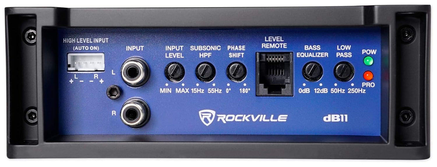 Db11 1400W Mono 2-Ohm Car Amplifier, High-Speed MOSFET, Adjustable 12Db Crossover, LED, Remote Sub Control, Perfect for Car Audio and Subs