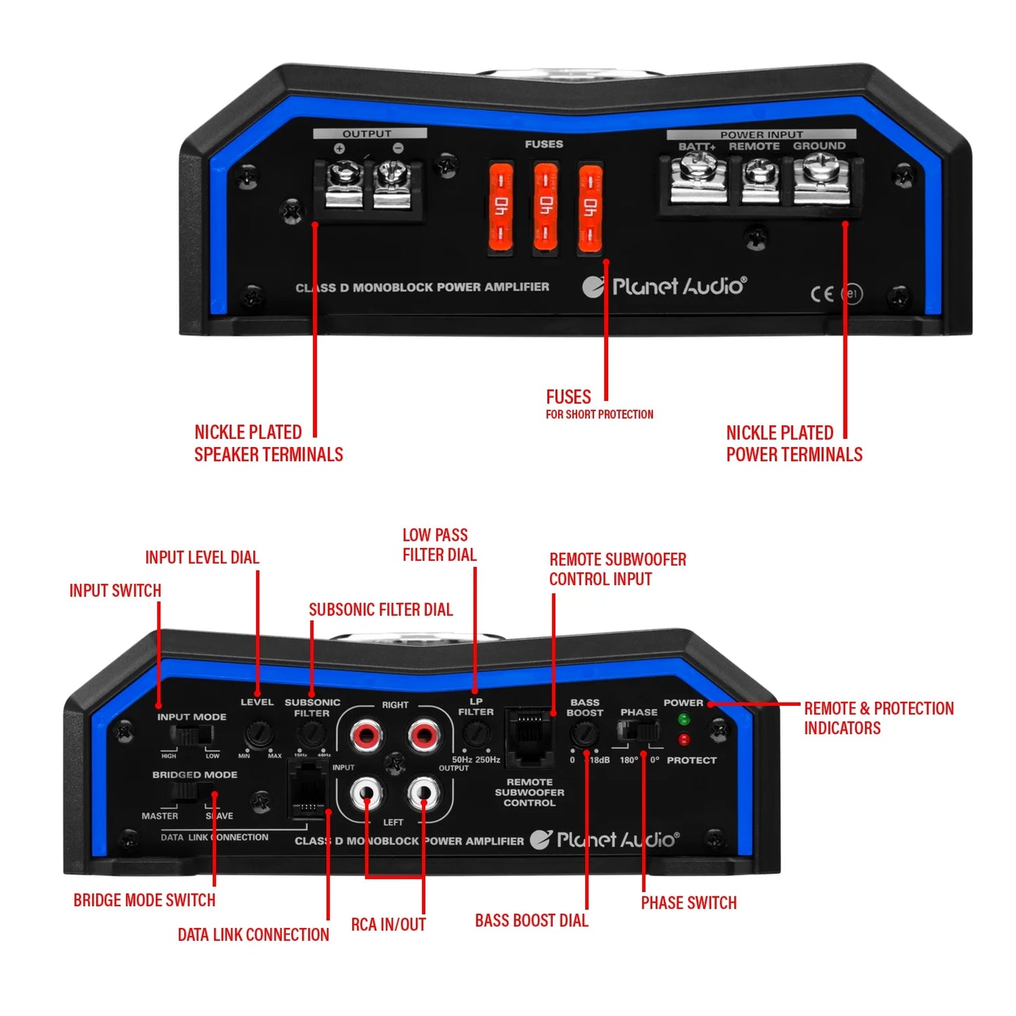 PL4000.1D 4000 W Max 1 Ohm Monoblock Class D Car Stereo Amplifier