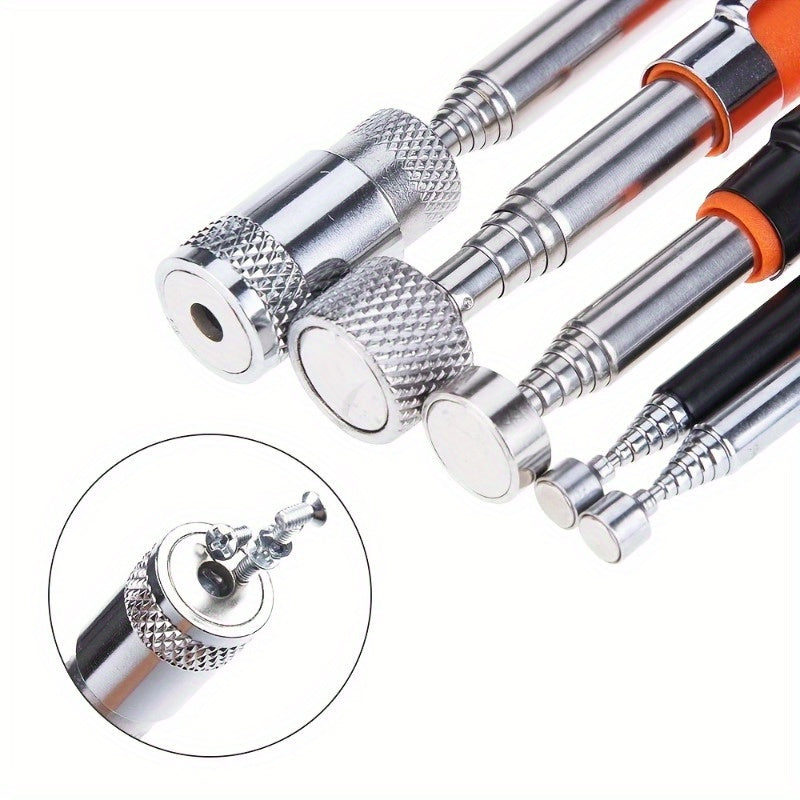 8lb Magnetic Pickup Tool with Ergonomic Orange Grip - Durable, Extendable Stainless Steel Rod for Easy Retrieval