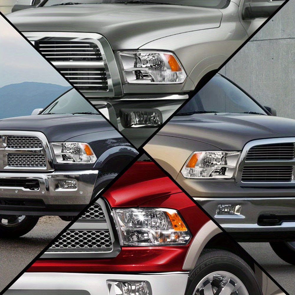 Headlight Plastic Housing + Lens For Dodge Ram 2009-2018 Headlight White, Black + Yellow, Clear Left Right Pair Halogen # CH2519135 CH2518135