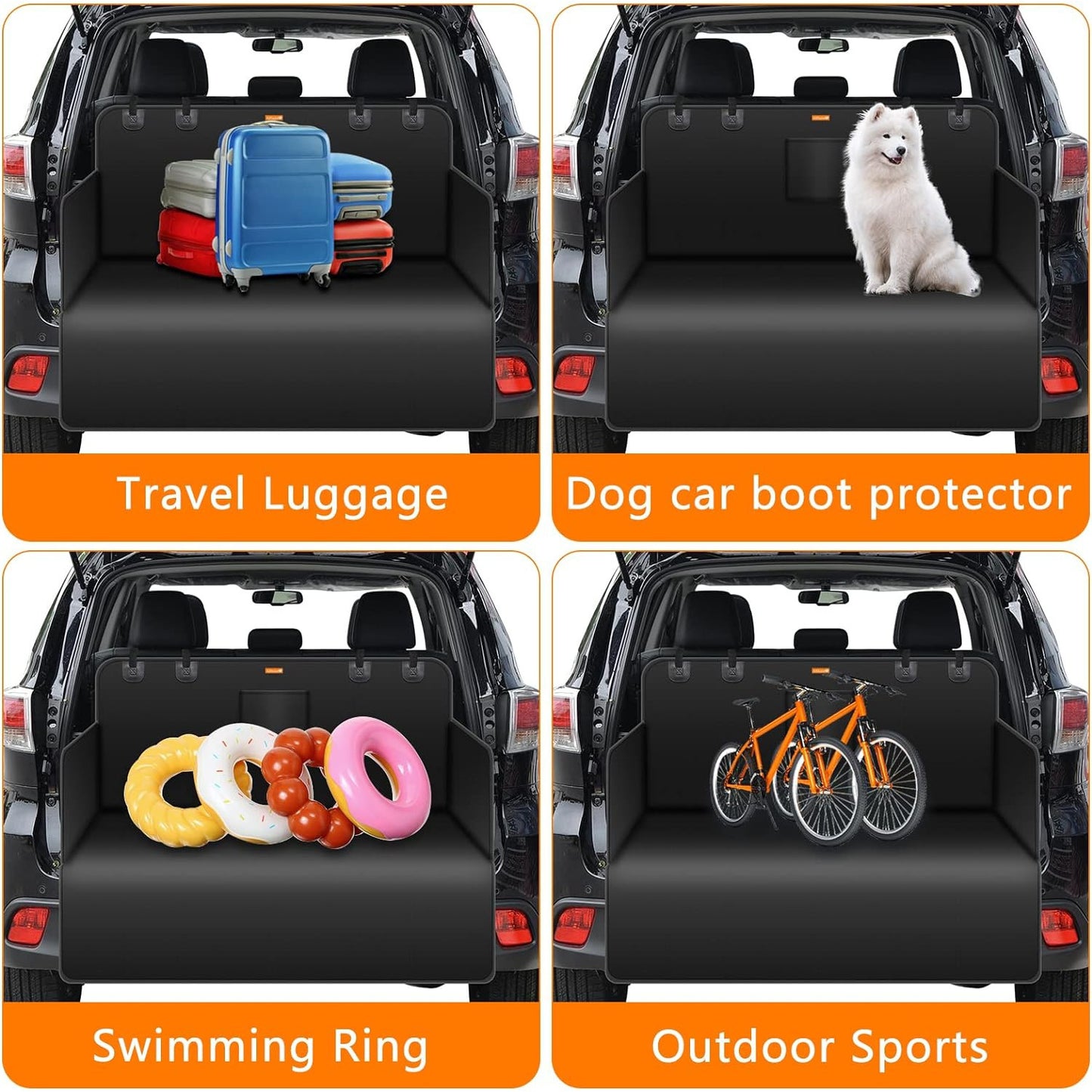Cargo Liner for Dog - Nonslip Waterproof Pet Dog Back Seat Cover - Durable Washable Boot Liner Mat Travel, Universal for Medium Small Car Truck SUV (Black)
