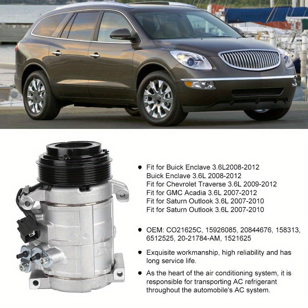 ac compressor replacement part for Buick enclave for Chevrolet traverse GMC acadia Saturn outlook 3. 6l co21625c - compatible 2008- 2012 models