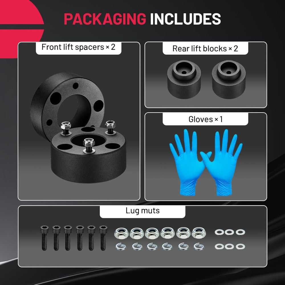 OE 3" Front and 2" Rear Leveling Lift Kits, Compatible with 2009-2023 Ram 1500 2WD/ 4WD, 6061-T6 Aluminum Billet Strut Spacers Leveling Kit for Dodge Ram 1500