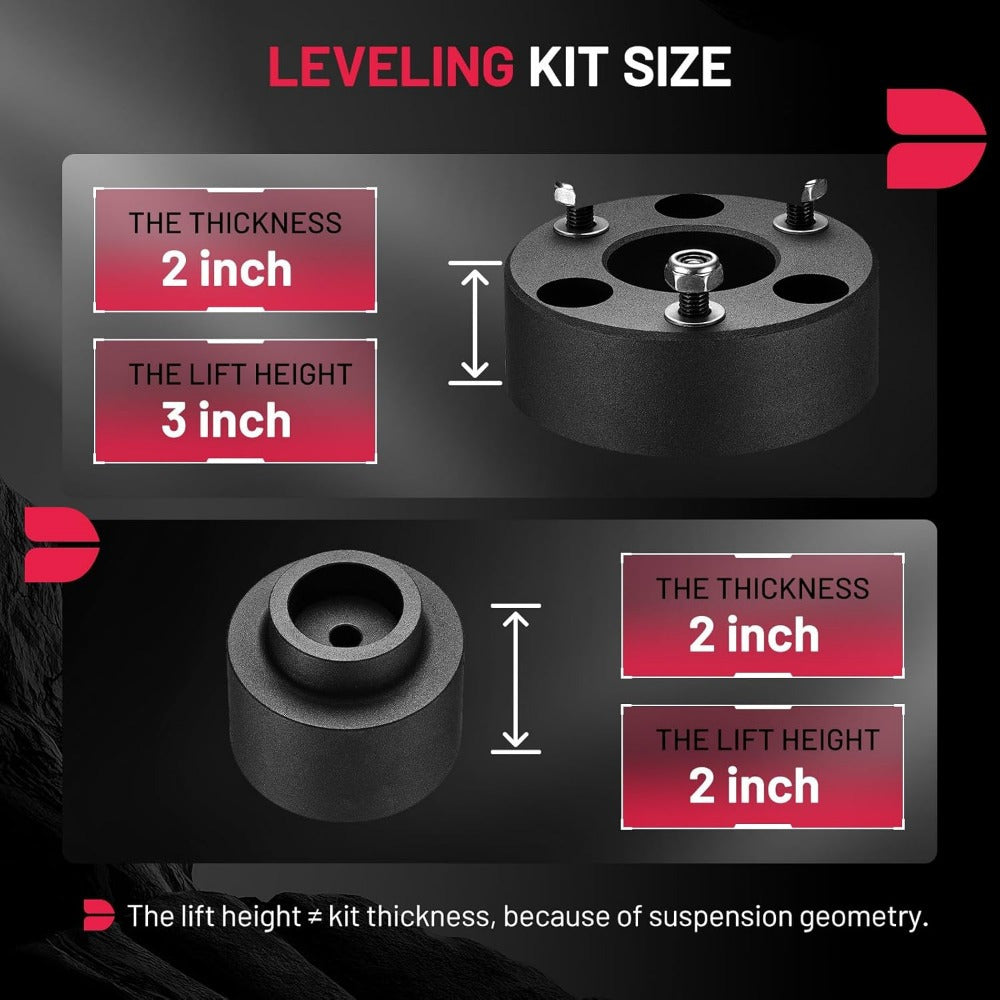 OE 3" Front and 2" Rear Leveling Lift Kits, Compatible with 2009-2023 Ram 1500 2WD/ 4WD, 6061-T6 Aluminum Billet Strut Spacers Leveling Kit for Dodge Ram 1500