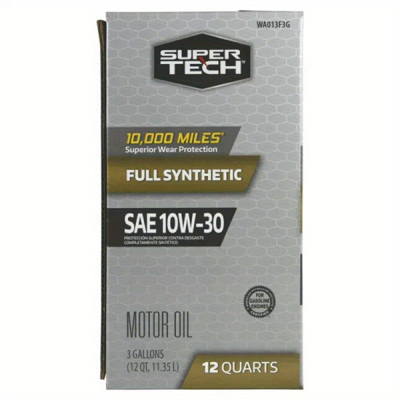 Full Synthetic SAE 10W-30 Motor Oil, 12 Quart Bag (3 gallons)
