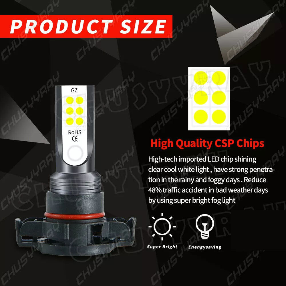 Fit For GMC Sierra 1500 2500 3500 2007-2013 LED Headlight+Fog Light Bulbs Kit 100W 6000K Cool White 30000LM, Pack Of 6