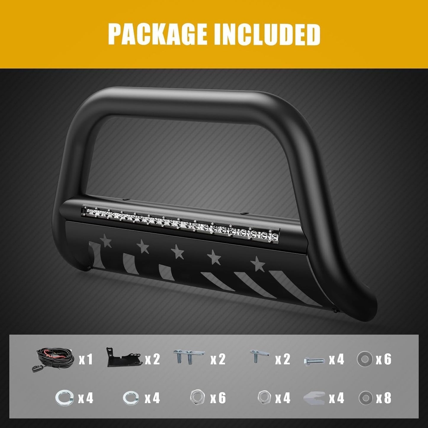 Led Bull Bar for Frontier 1500, MERXENG Bull Bar with LED Light Brush Push Front Bumper Grille Guard With Skid Plate, 3" Push Bar Tubing Grille Guard Replacement for Frontier 2005-2021