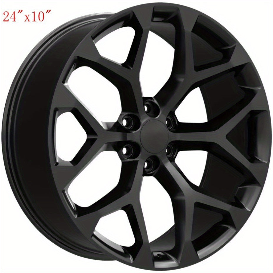 Replica PR177 Snowflake 24x10 6x5. 5" +24mm Gloss Black Wheel Rim 24" Inch