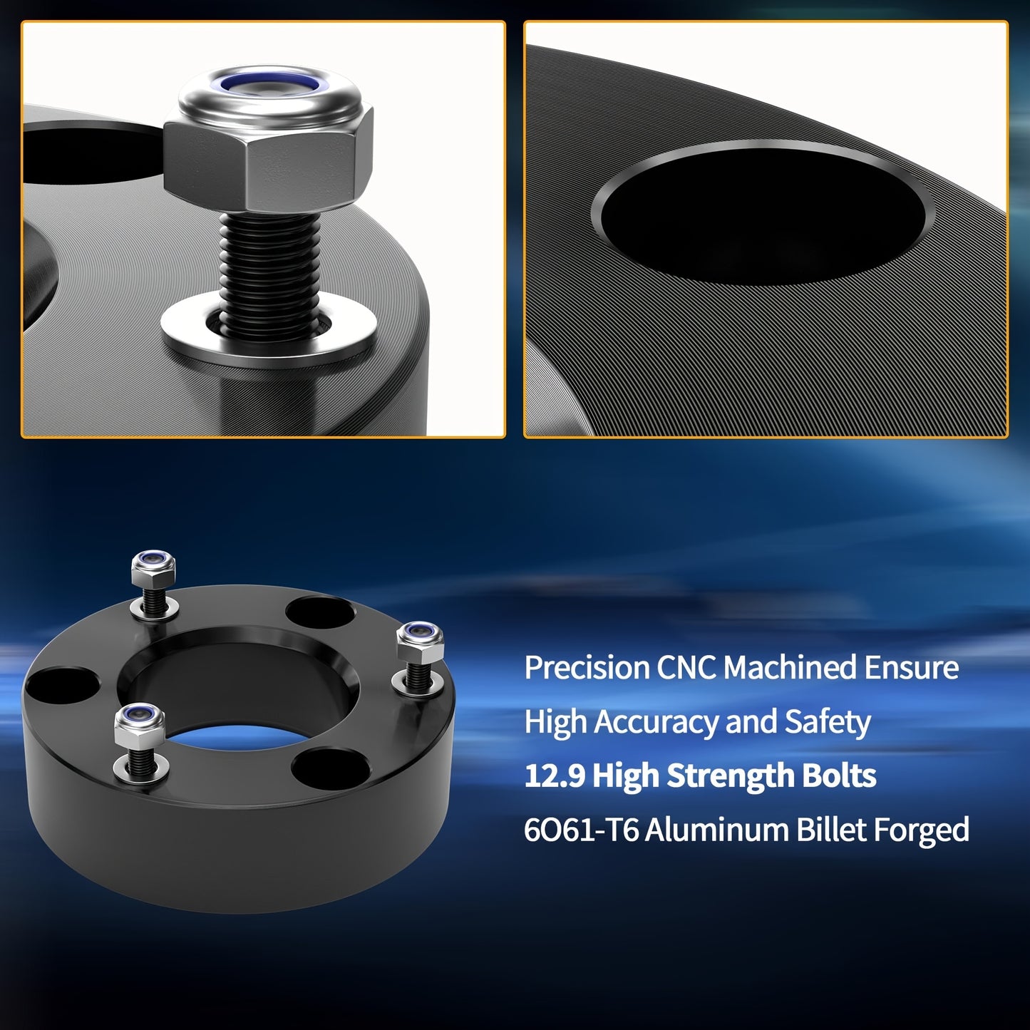 2.5" Front And 2" Rear Leveling Lift Kits for 2007-2023 pickup truck Sierra 1500, 2.5inch Front Strut Spacers And 2inch Rear Lift Blocks with Extended U Bolts