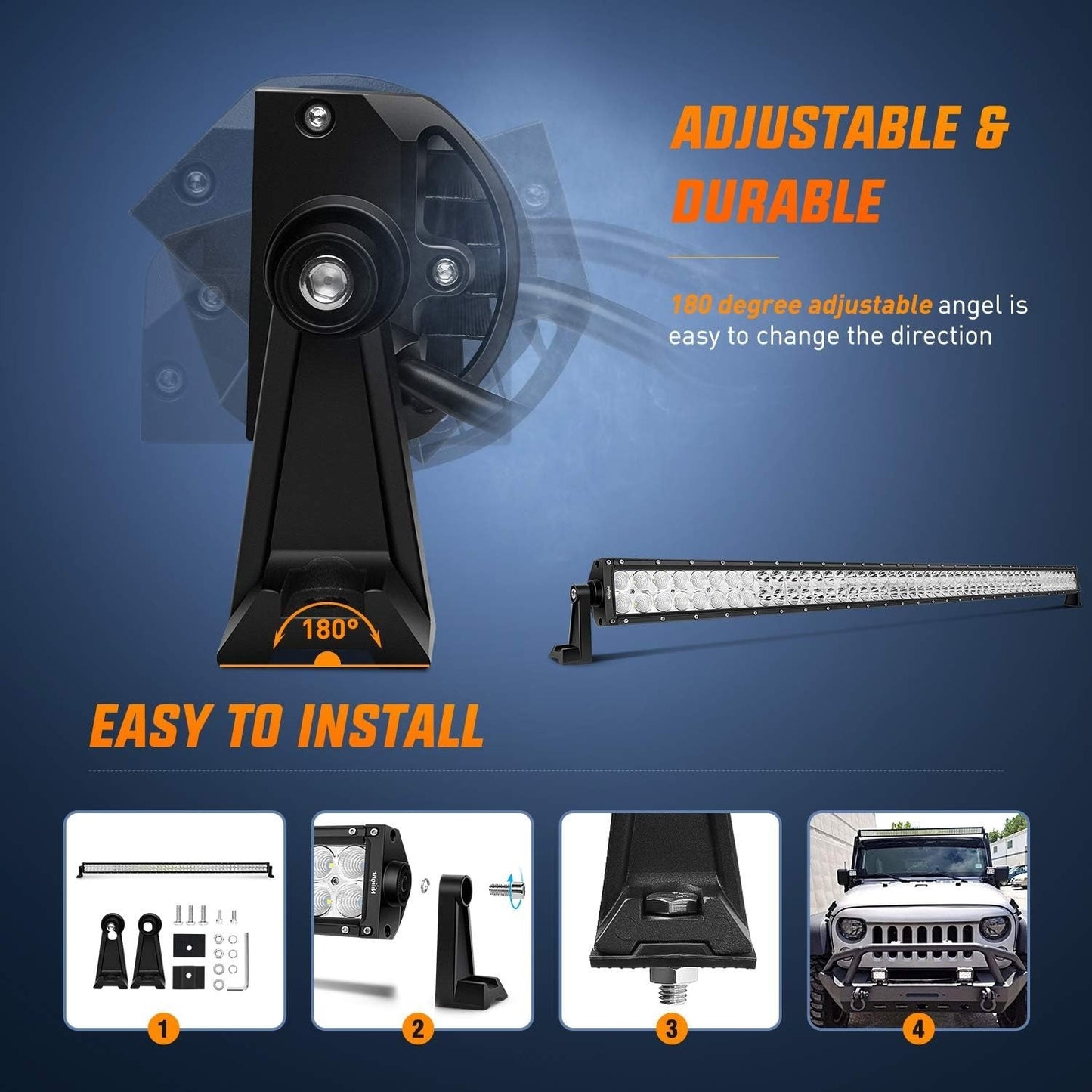 Nilight LED Light Bar 52Inch 300W Spot Flood Combo LED Driving Lamp Off Road Lights LED Work Light