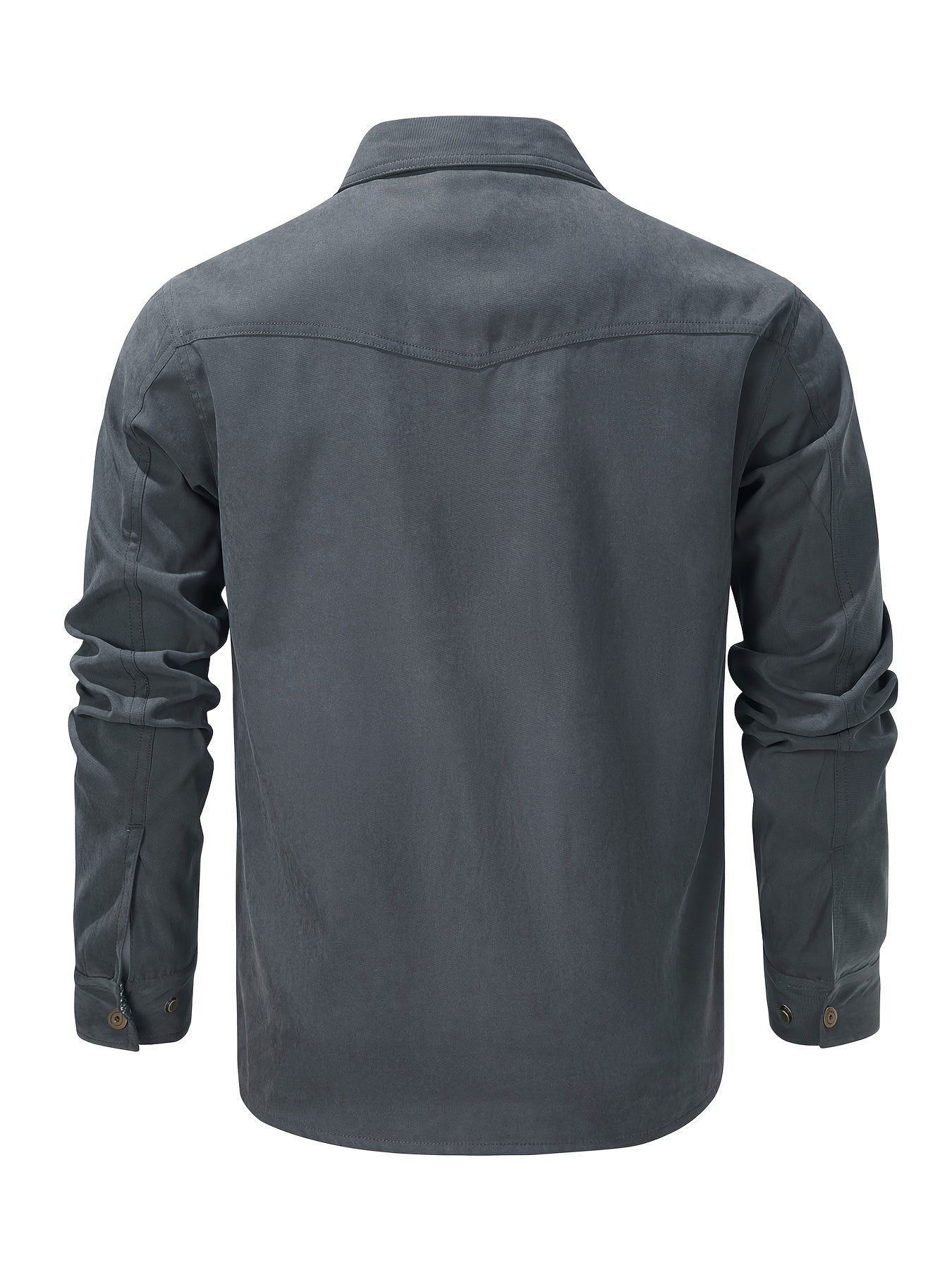 Stylish Men's Plaid Work Jacket - Classic Button Down Design, Flap Pockets, Windbreaker Style Outerwear for Spring and Fall Seasons, Mature Fashion Essential