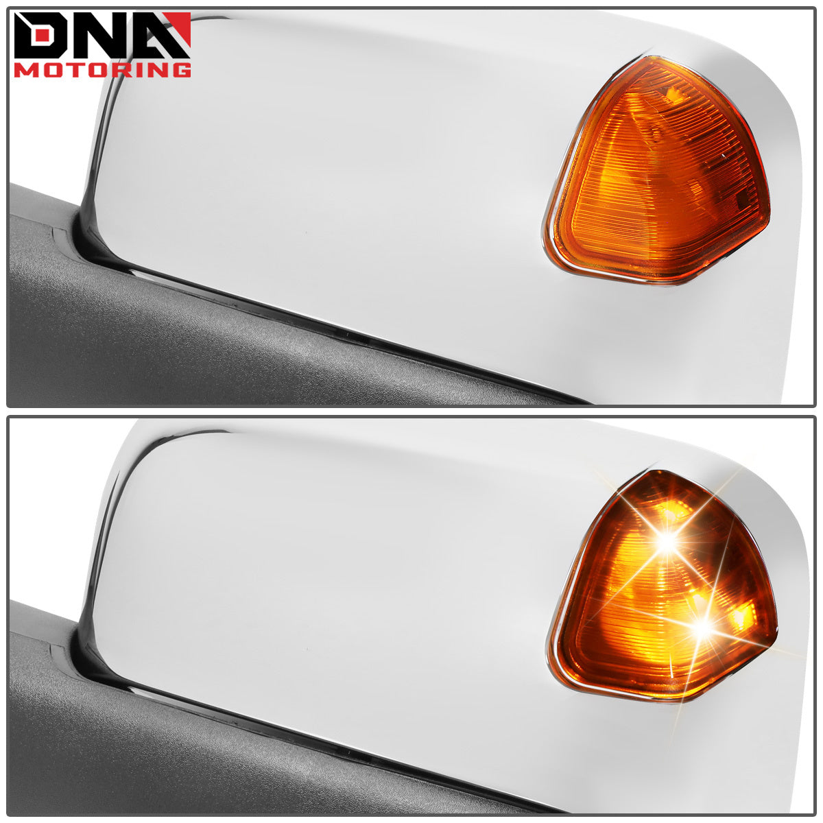DNA MOTORING Pair Chrome Power Heated LED Turn Signal Side Towing Mirror Compatible with Dodge Ram BR/BE 98-02
