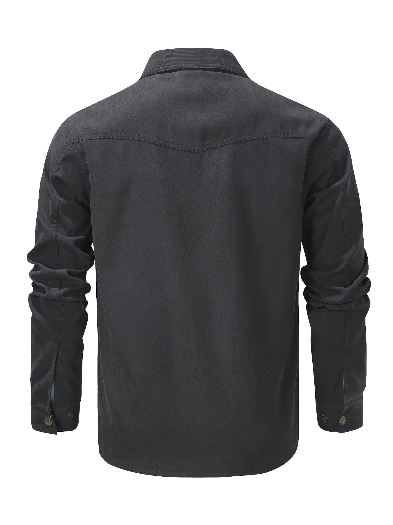 Stylish Men's Plaid Work Jacket - Classic Button Down Design, Flap Pockets, Windbreaker Style Outerwear for Spring and Fall Seasons, Mature Fashion Essential