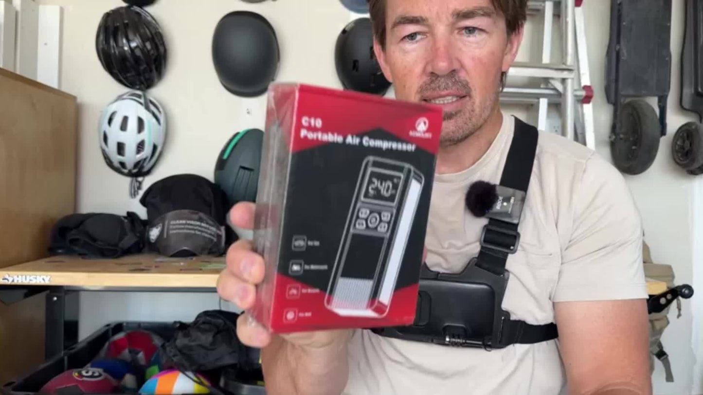 150PSI Portable Air Compressor Tire Inflator - 2X Faster Cordless Tire Pump with Digital Pressure Gauge, LED Light, USB Charging, and Rechargeable Lithium Battery - Perfect for Car, Bike, Motorcycle, and Ball Inflation