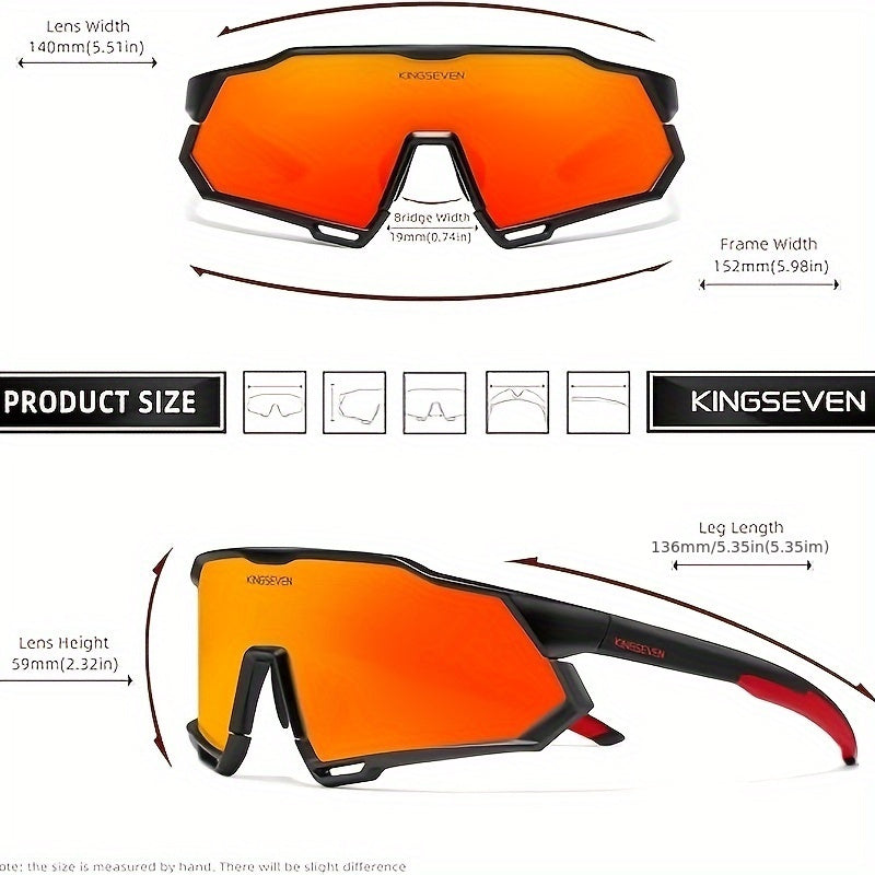 Kingseven Polarized Sports Fashion Glasses - Windproof, Dustproof for Cycling, Hiking & Fishing | Stylish Metal Frame with PC Lenses