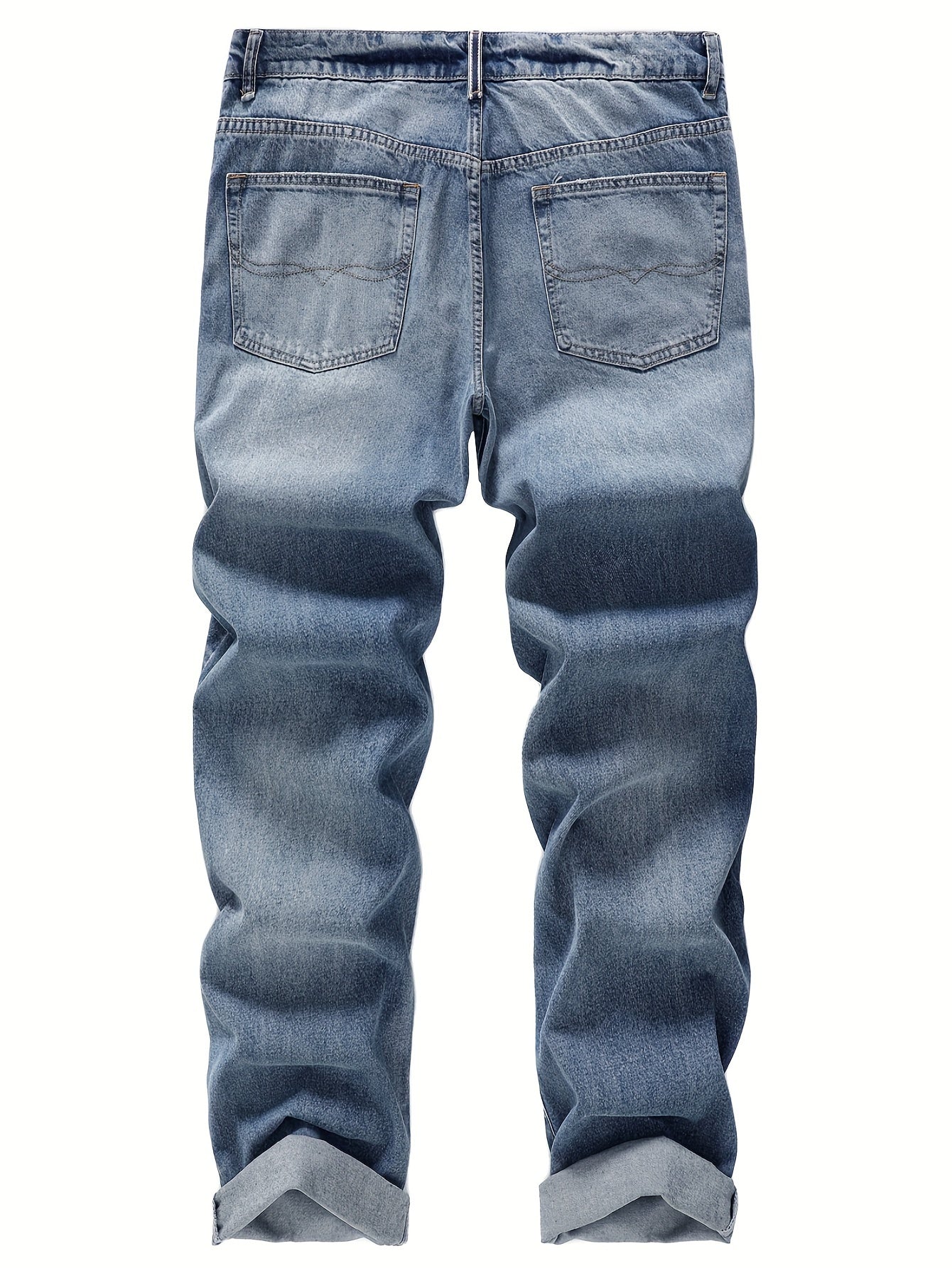 Classic Fit Mens Regular Length Non-Stretch Straight Leg Denim Jeans - Soft Washed, Machine Washable, All-Season Basics - Durable Woven Fabric, Solid Color, No Sheer