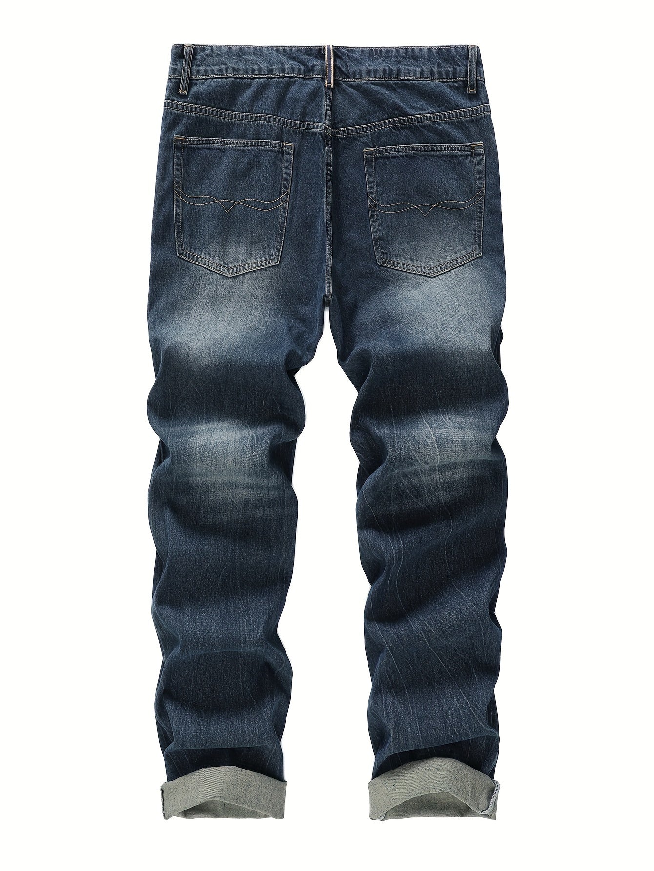 Classic Fit Mens Regular Length Non-Stretch Straight Leg Denim Jeans - Soft Washed, Machine Washable, All-Season Basics - Durable Woven Fabric, Solid Color, No Sheer
