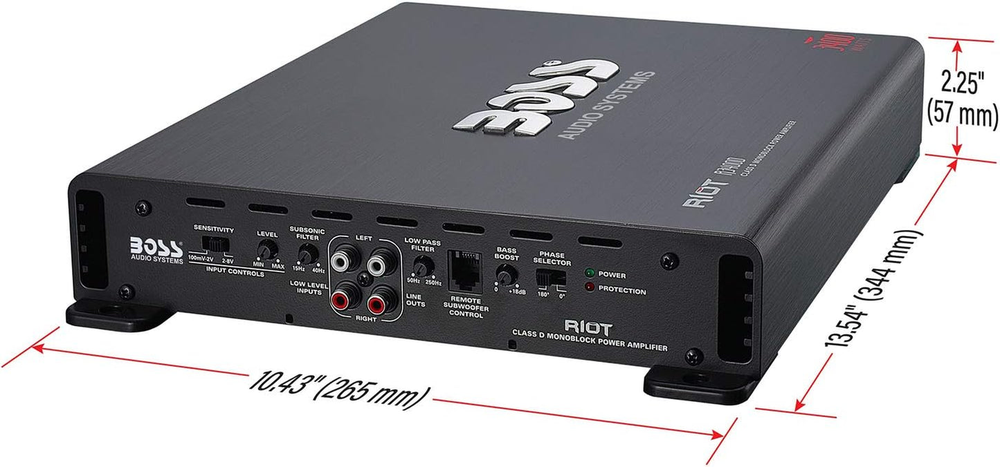 R3400D Class D Car Amplifier - 3400 High Output, 1 Ohm Stable, Digital, Monoblock, Mosfet Power Supply, Great for Subwoofers