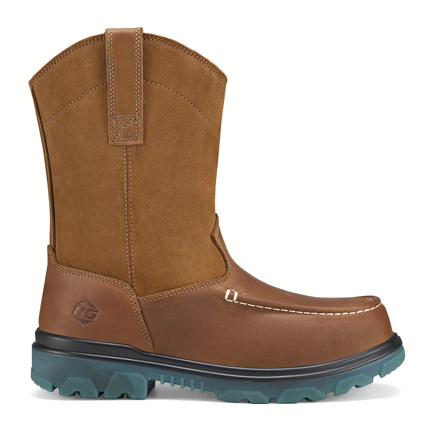 NINGO Steel Toe Work Boots For Men Women, Waterproof Wellington Boots With Full Grain Faux Leather, Oil & Slip Resistant, High Rebound TPU SR Outsole Safety Boots, Pull On Work Boots For Construction, Farming