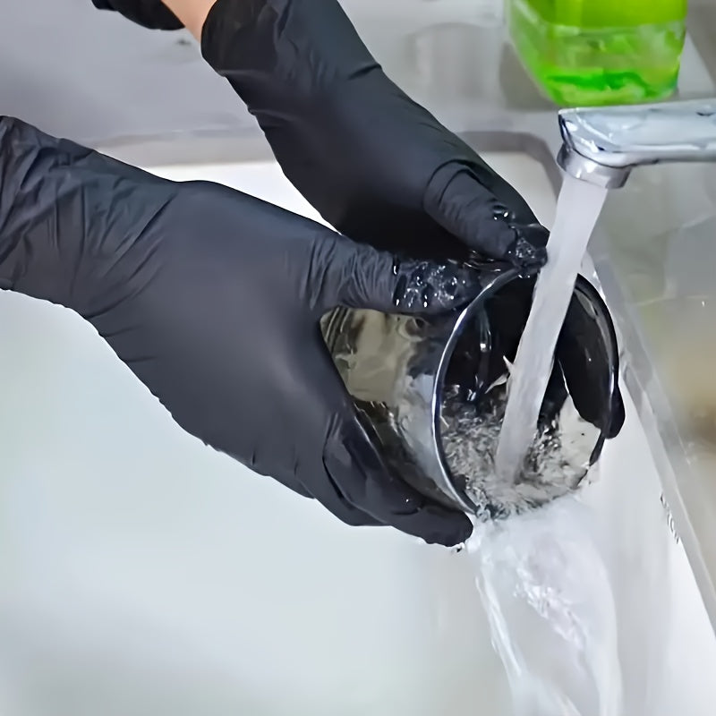 50pcs, Disposable Nitrile Gloves, Durable Household Cleaning Gloves, BPA & Latex-Free, Waterproof Gloves Suitable For Kitchens Cleaning, Tattoo, Hair Dyeing, Pet, Beauty Salons, Cleaning Supplies, Household Gadgets