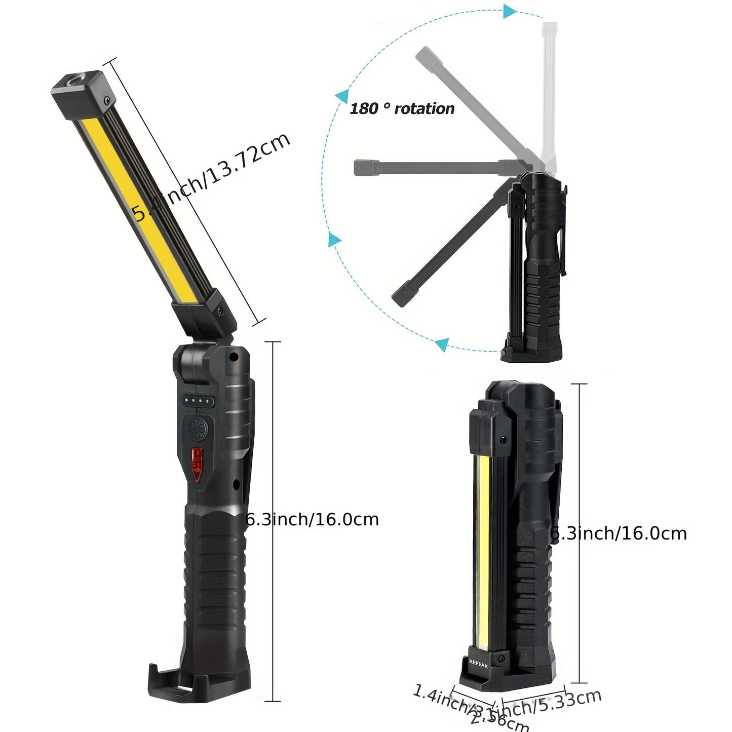 7 Lighting Modes High Lumens Rechargeable Work Light Magnetic Flashlight, Portable LED Grill Light, Foldable Mechanic Hand Held Light for Men, Car Repairing Tool, Guy Gift