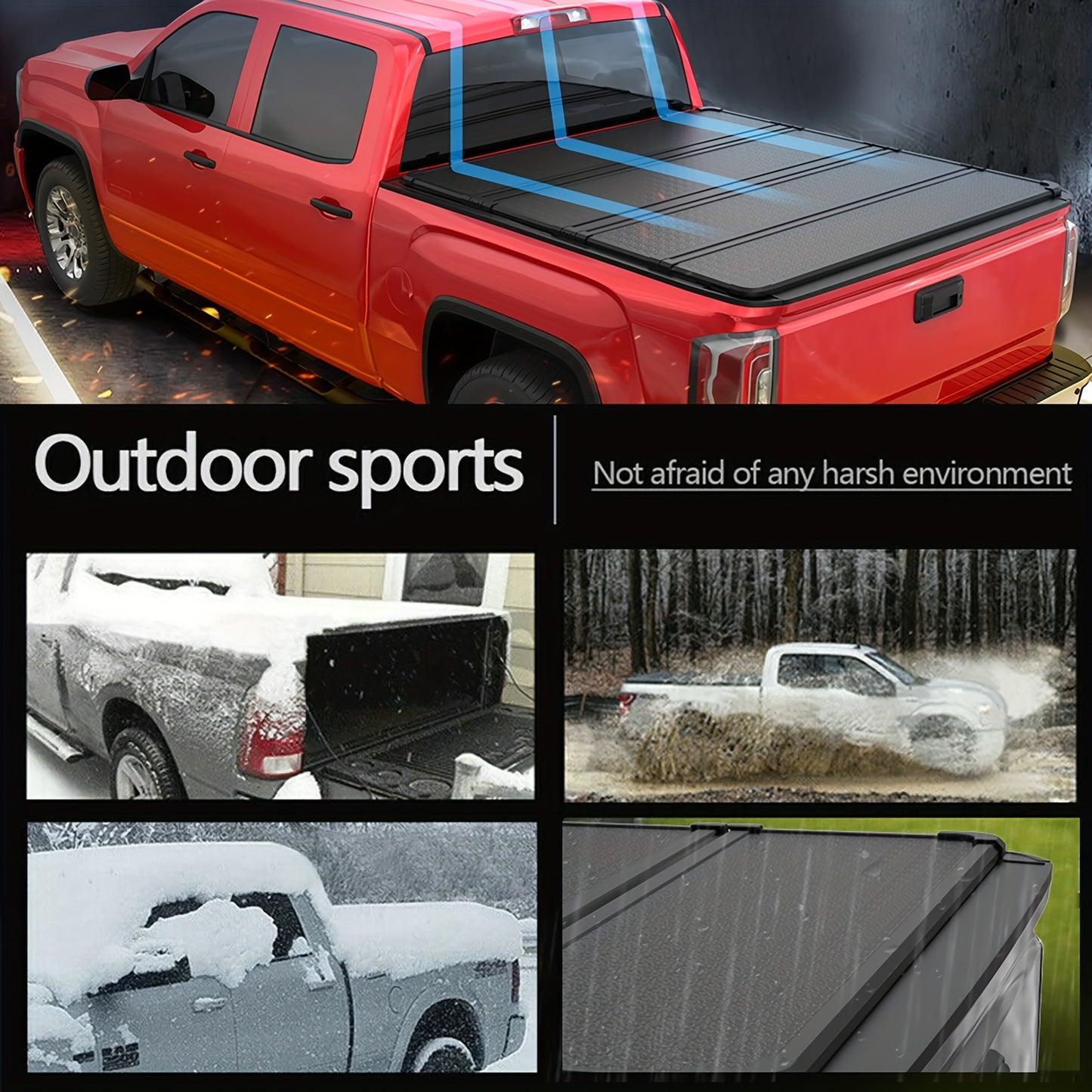 5.5FT Hard 4-Fold Tonneau Cover for Ford F150 Truck Bed 2015-2024 with Lamp