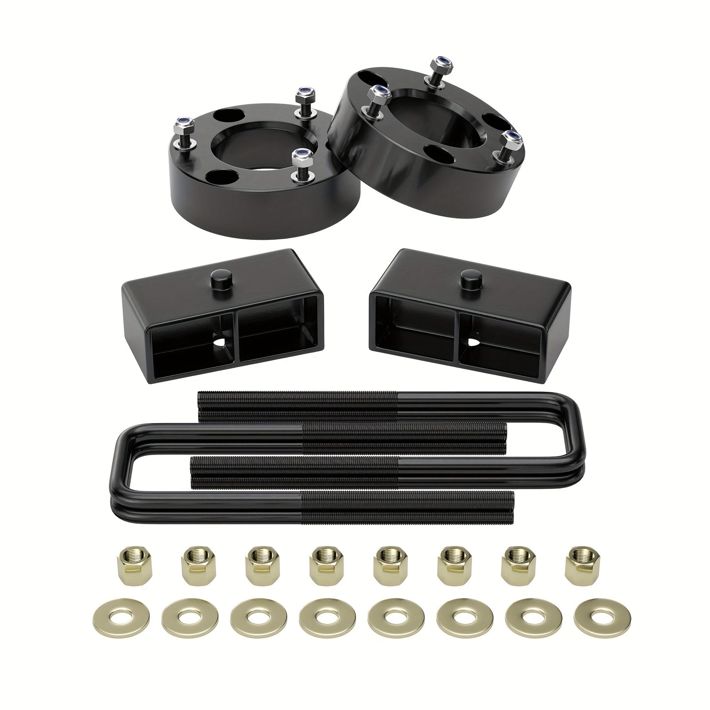 2.5" Front And 2" Rear Leveling Lift Kits for 2007-2023 pickup truck Sierra 1500, 2.5inch Front Strut Spacers And 2inch Rear Lift Blocks with Extended U Bolts