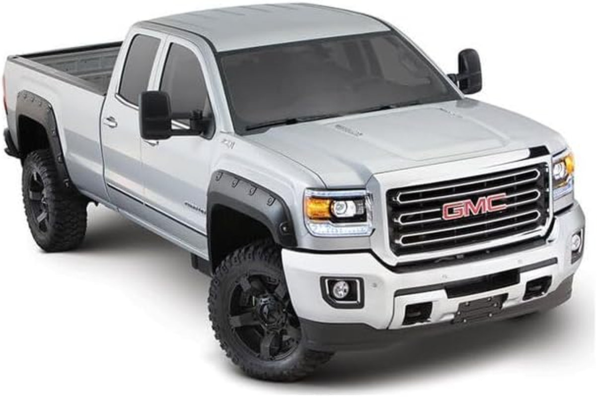 Boss Pocket/Rivet Style Rear Fender Flares | 2-Piece Set, Black, Smooth Finish | 40085-02 | Fits 2007-2013 GMC Sierra 1500; 2007-2014 Sierra 2500 HD