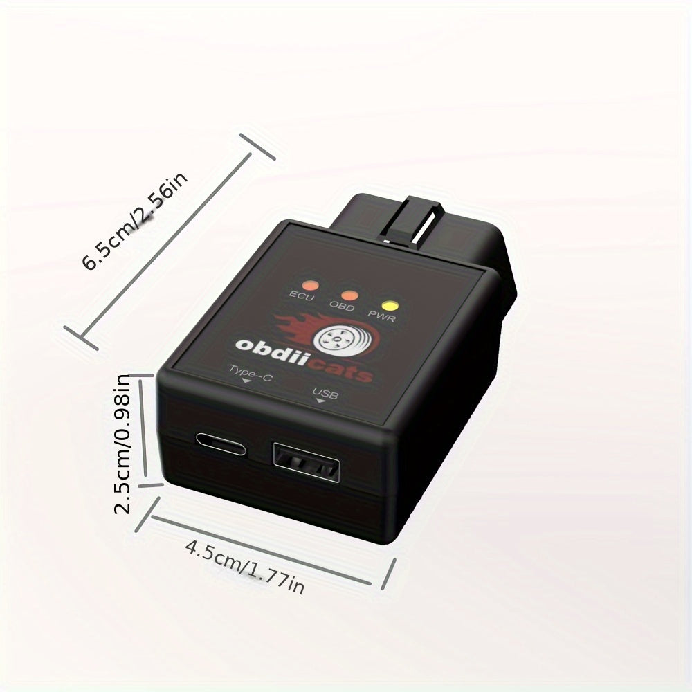 OBDIICAT 2-in-1 HK-V3FC Chip Tuner & USB Quick Charger - Increase Power, Torque & Fuel Efficiency with OBD2 Compatibility