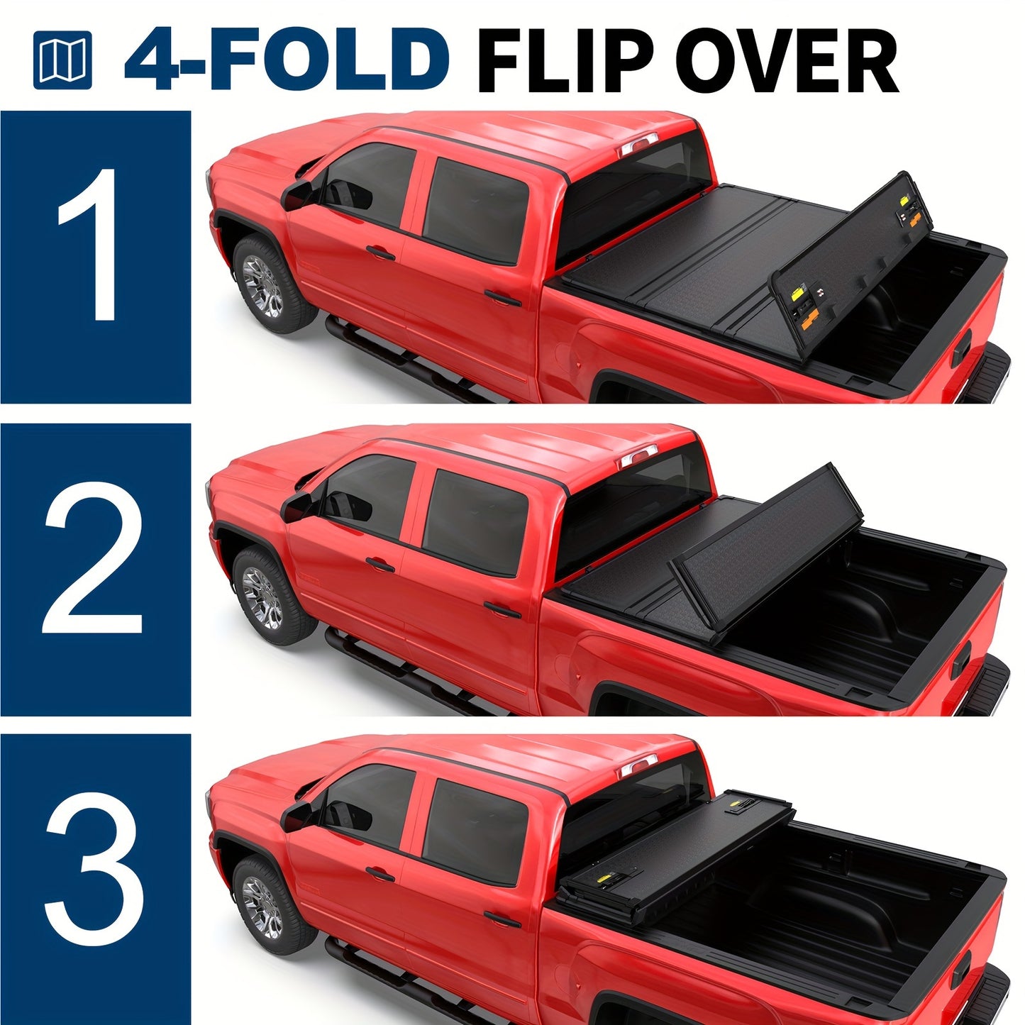 5.5FT Hard 4-Fold Tonneau Cover for Ford F150 Truck Bed 2015-2024 with Lamp