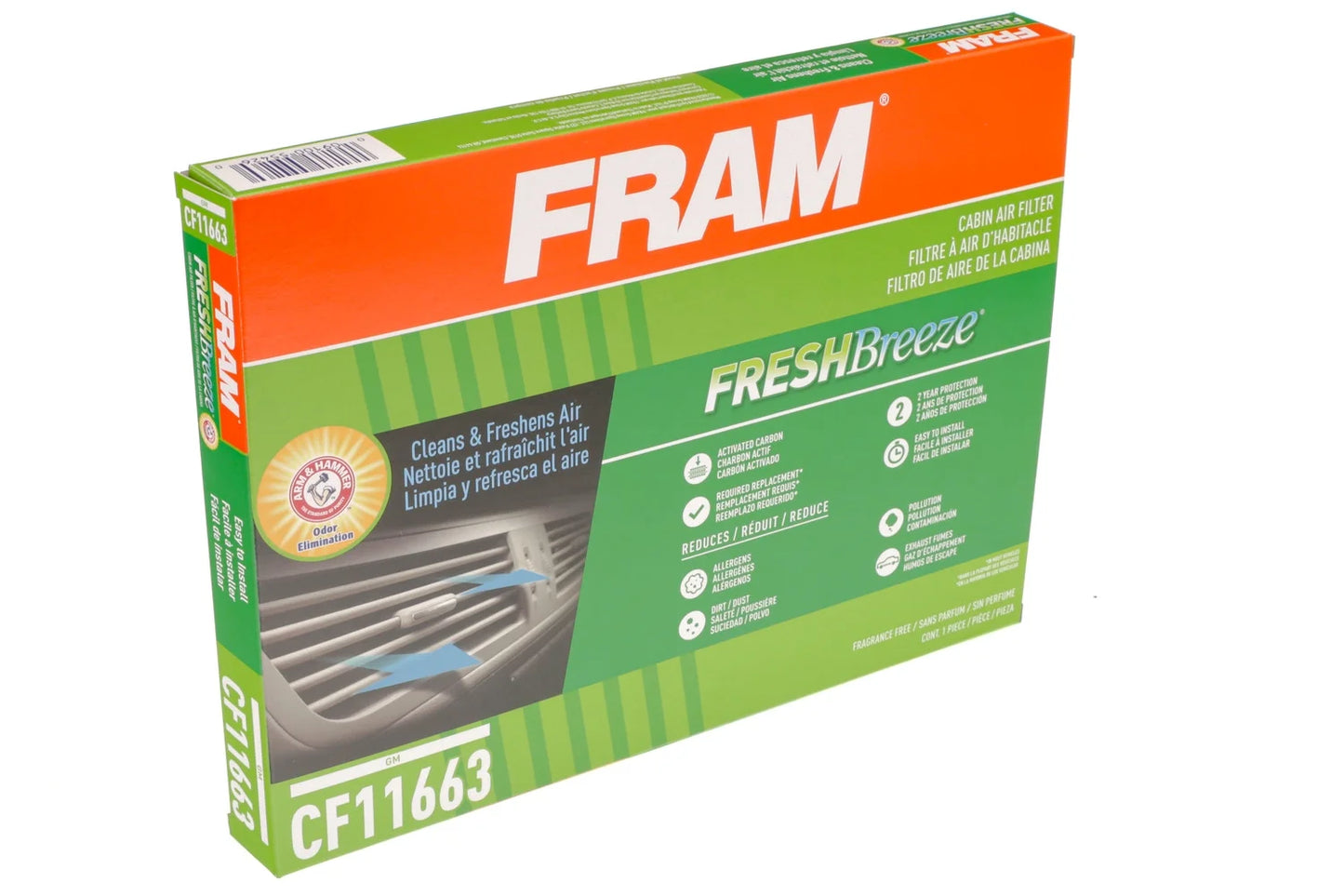 Fresh Breeze Cabin Air Filter CF11663 with Arm & Hammer Baking Soda, for Select GM Vehicles Fits Select: 2009-2017 CHEVROLET TRAVERSE, 2007-2016 GMC ACADIA
