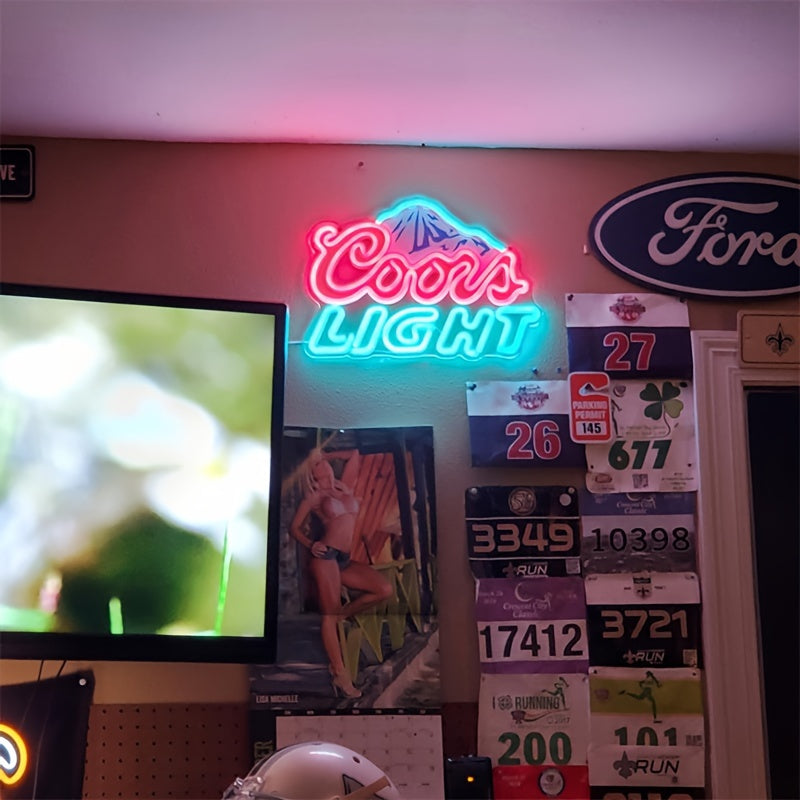 Mountain Chill Beer Neon Sign - LED Backlit Beer Bar Sign with Mountain Pattern Printing - Man Cave Decoration, Home Bar Sign, Unique Gift for Beer Lovers