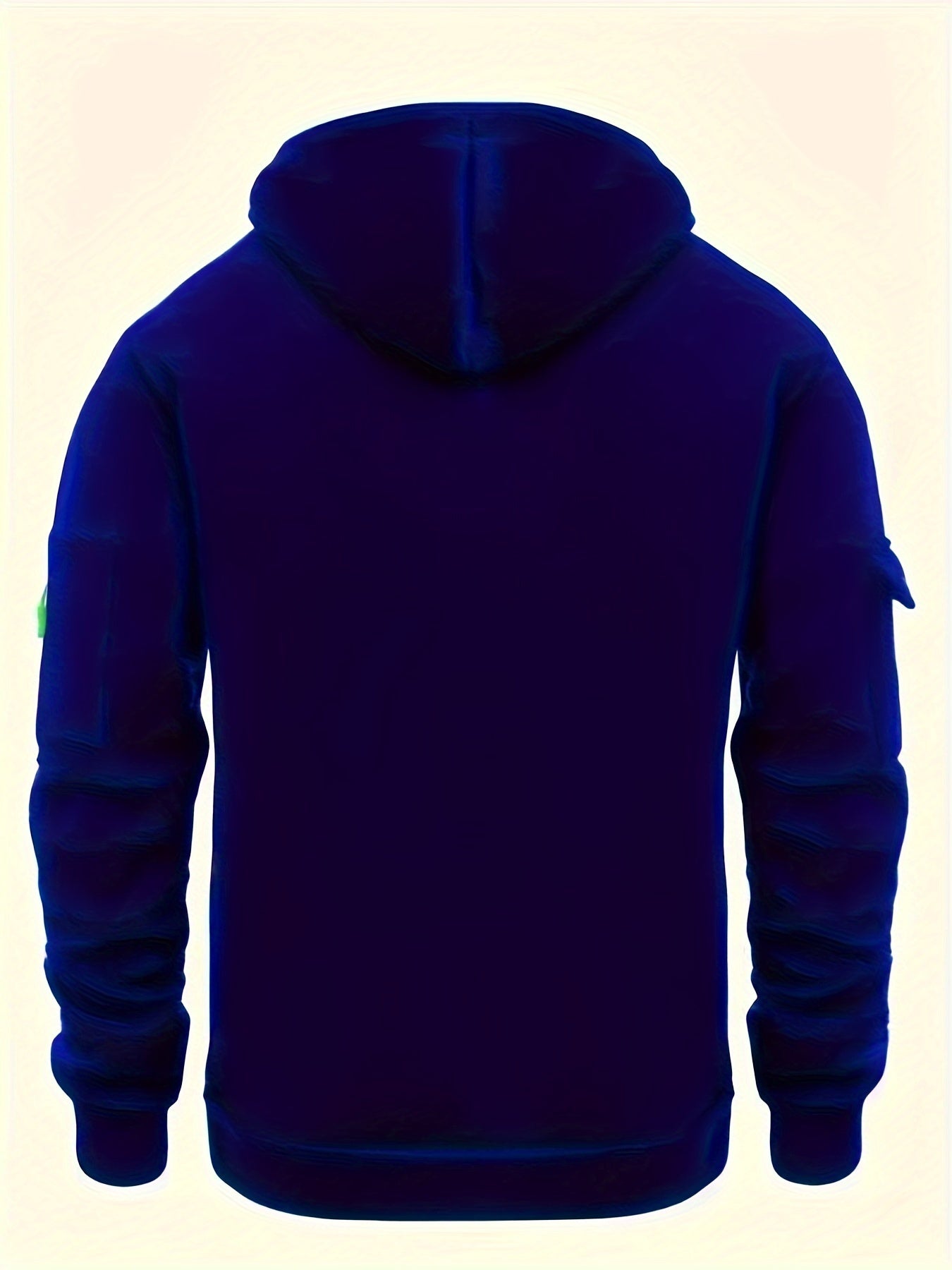 Men's Hooded Active Sweatshirt with Arm Pocket Zip Details - 100% Polyester Sports Style Pullover - Solid Color, Regular Fit Long Sleeve with Slight Stretch Knit Fabric