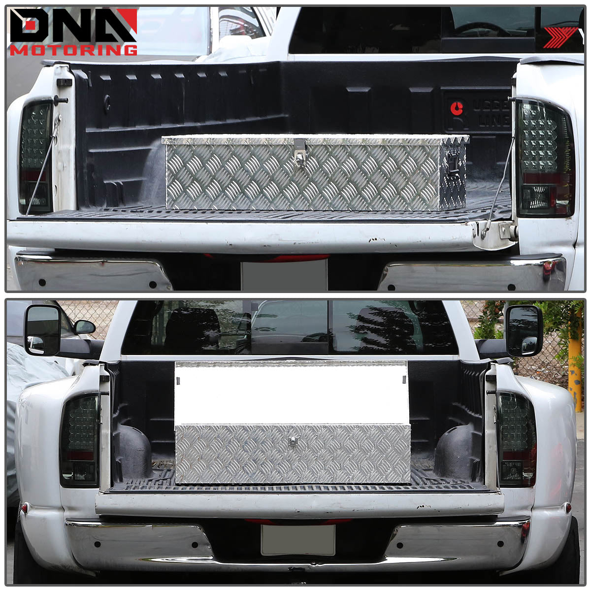 DNA Motoring Aluminum Pickup Truck Bed Trailer Key Lock Storage Tool Box