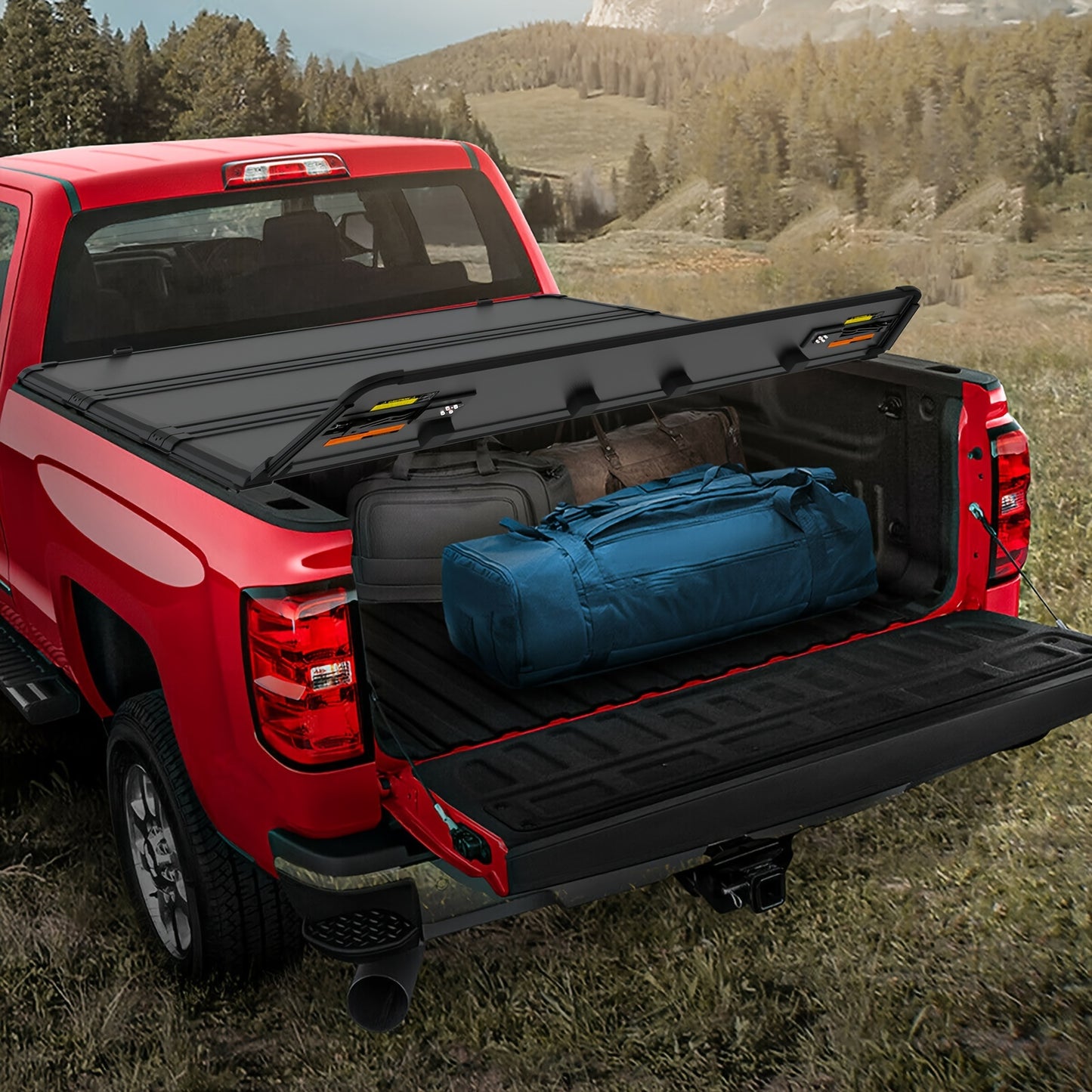 5.5FT Hard 4-Fold Tonneau Cover for Ford F150 Truck Bed 2015-2024 with Lamp