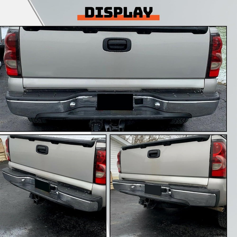 Rear Step Bumper Bar Chrome Compatible with 1999-2006 Chevy Chevrolet Silverado GMC Sierra 1500 WPad & License Plate Lights Replacement for GM1103122 12496085 FLEET SIDE BED ONLY