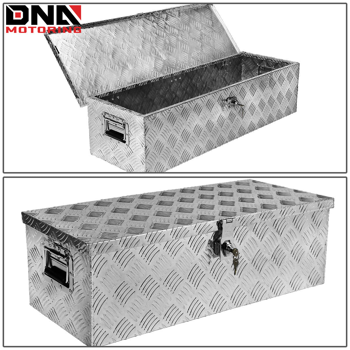 DNA Motoring Aluminum Pickup Truck Bed Trailer Key Lock Storage Tool Box