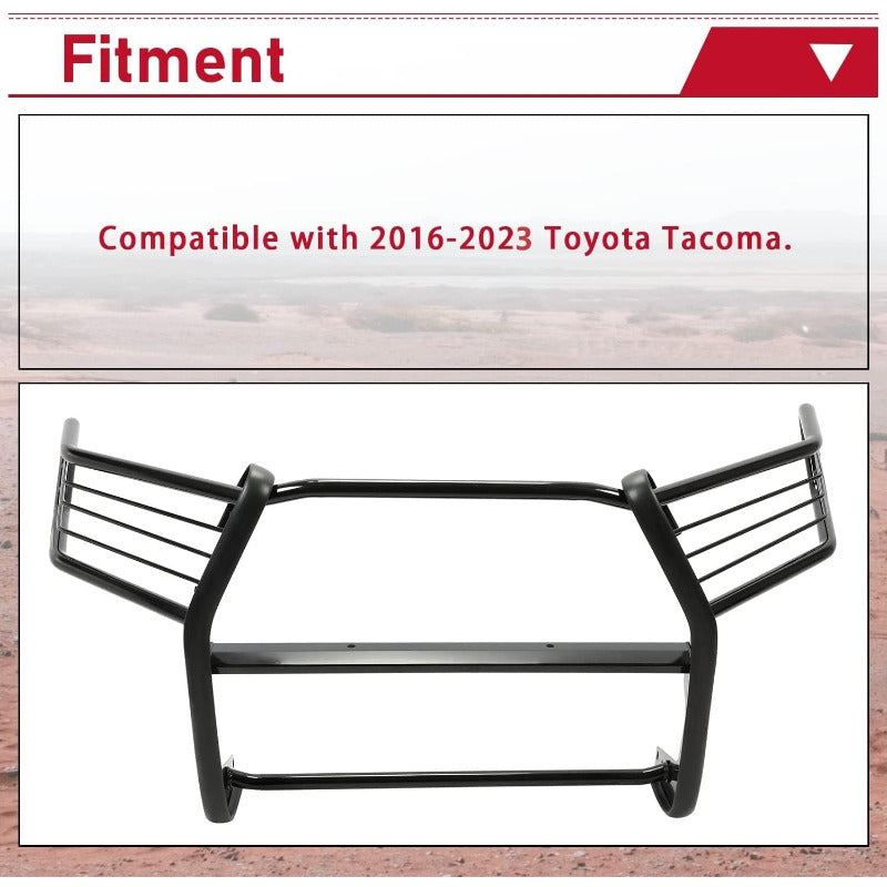 Front Brush Guard Bumper Grille Compatible with 2016-2023 Toyota Tacoma Bull Bar Brush Push Bar Guard Protector Powder Coated Black Steel Exterior Accessories