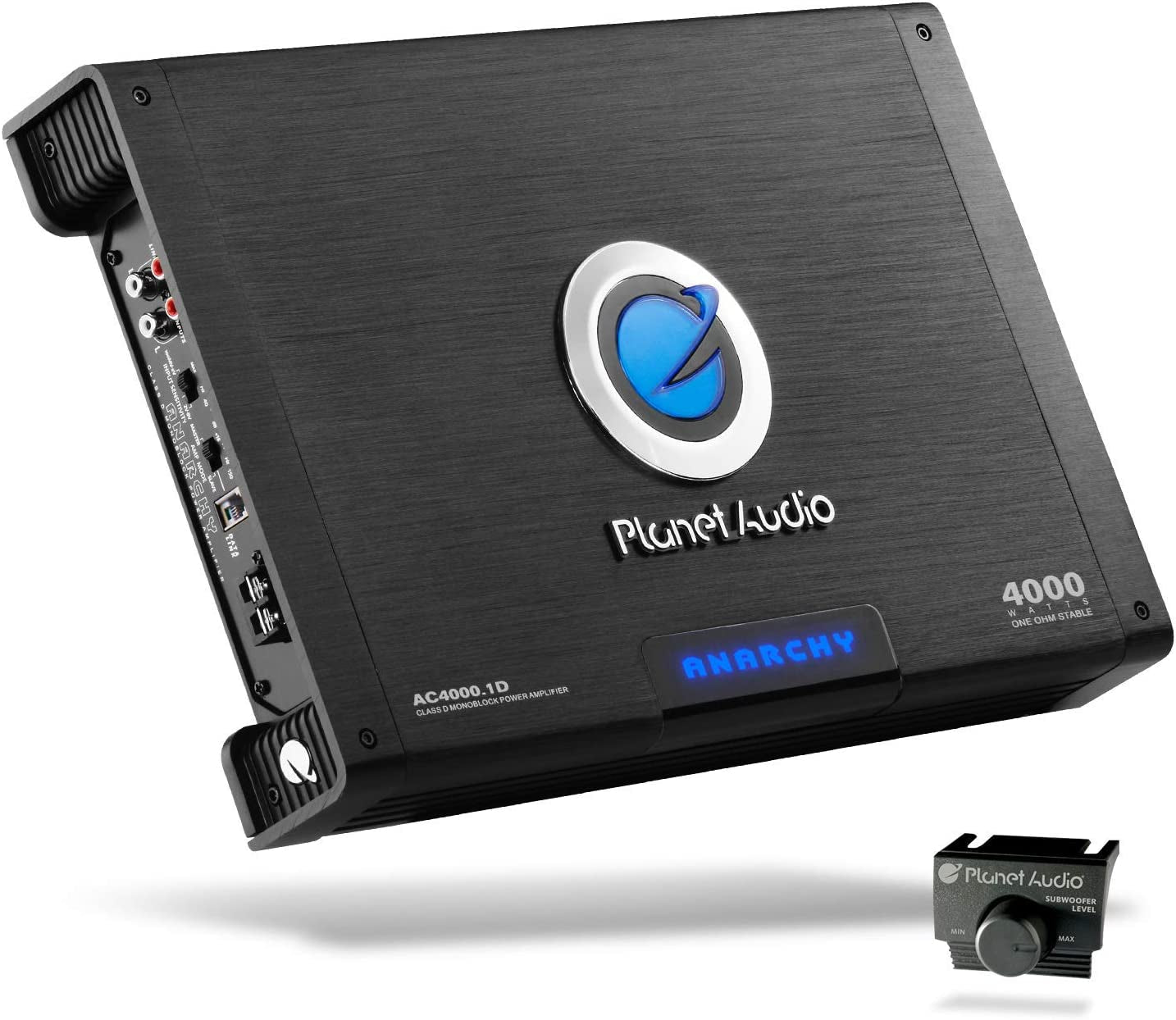 AC4000.1D Class D Monoblock Car Amplifier - 4000 High Output, 1 Ohm Stable, Low Level Inputs, Low Pass Crossover, Bass for Subwoofer