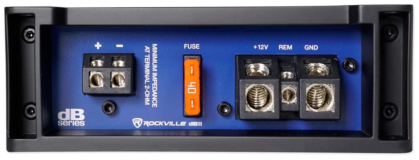 Db11 1400W Mono 2-Ohm Car Amplifier, High-Speed MOSFET, Adjustable 12Db Crossover, LED, Remote Sub Control, Perfect for Car Audio and Subs