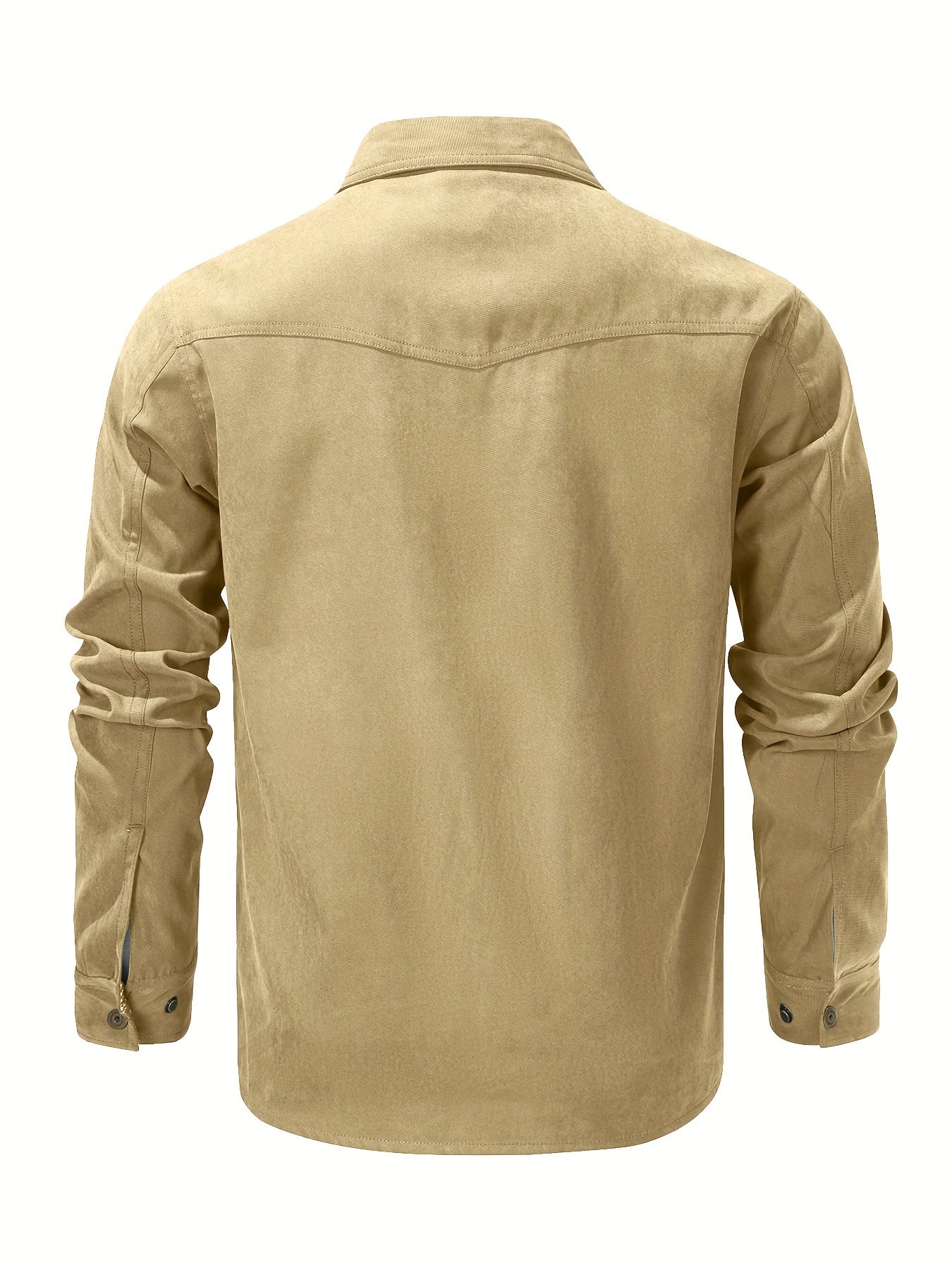 Stylish Men's Plaid Work Jacket - Classic Button Down Design, Flap Pockets, Windbreaker Style Outerwear for Spring and Fall Seasons, Mature Fashion Essential