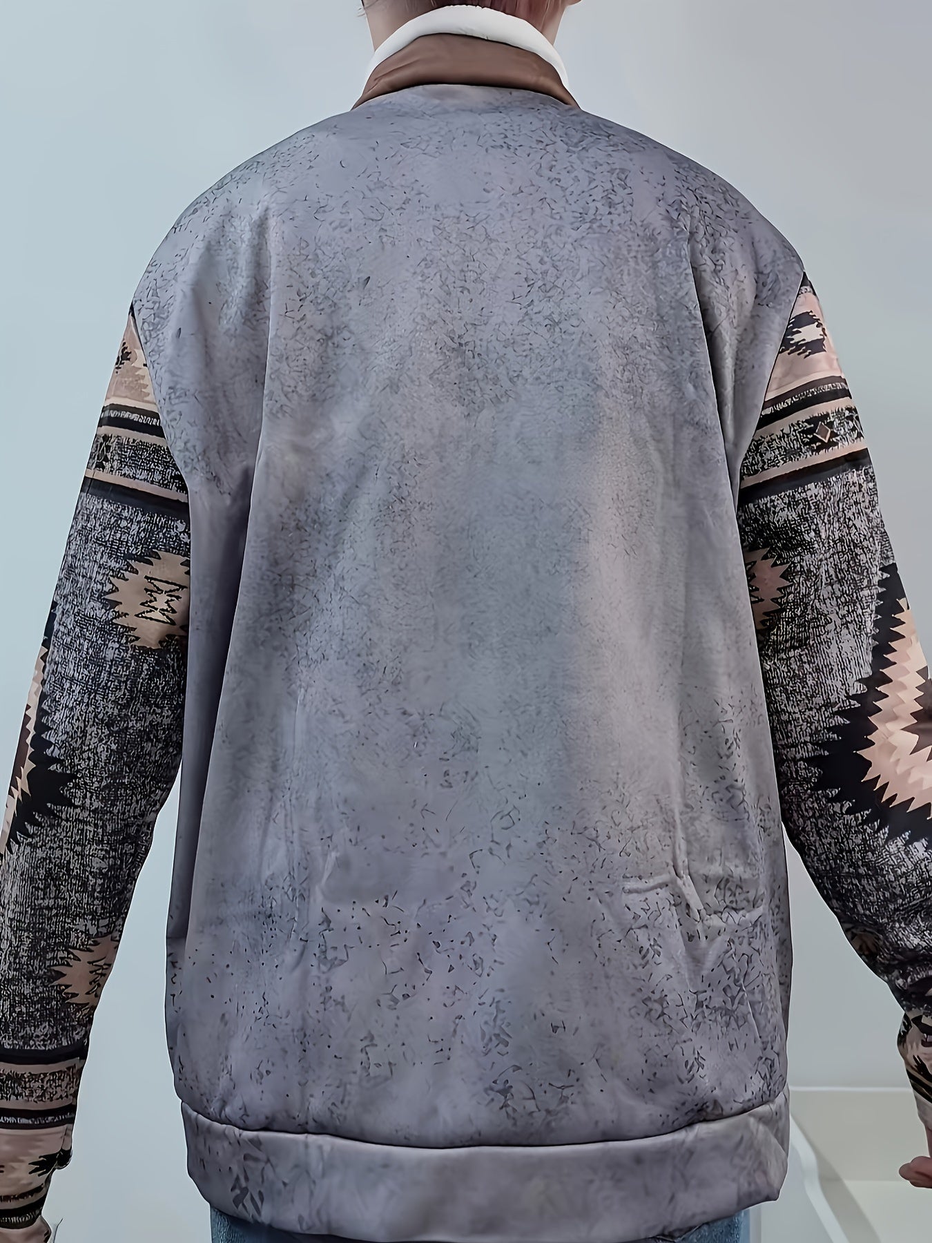 Men's Vintage Print Casual Long Sleeve 1/4 Zip Cowboy Sweatshirt, Western Aztec Fleece Pullover Sweatshirt, Winter Fall
