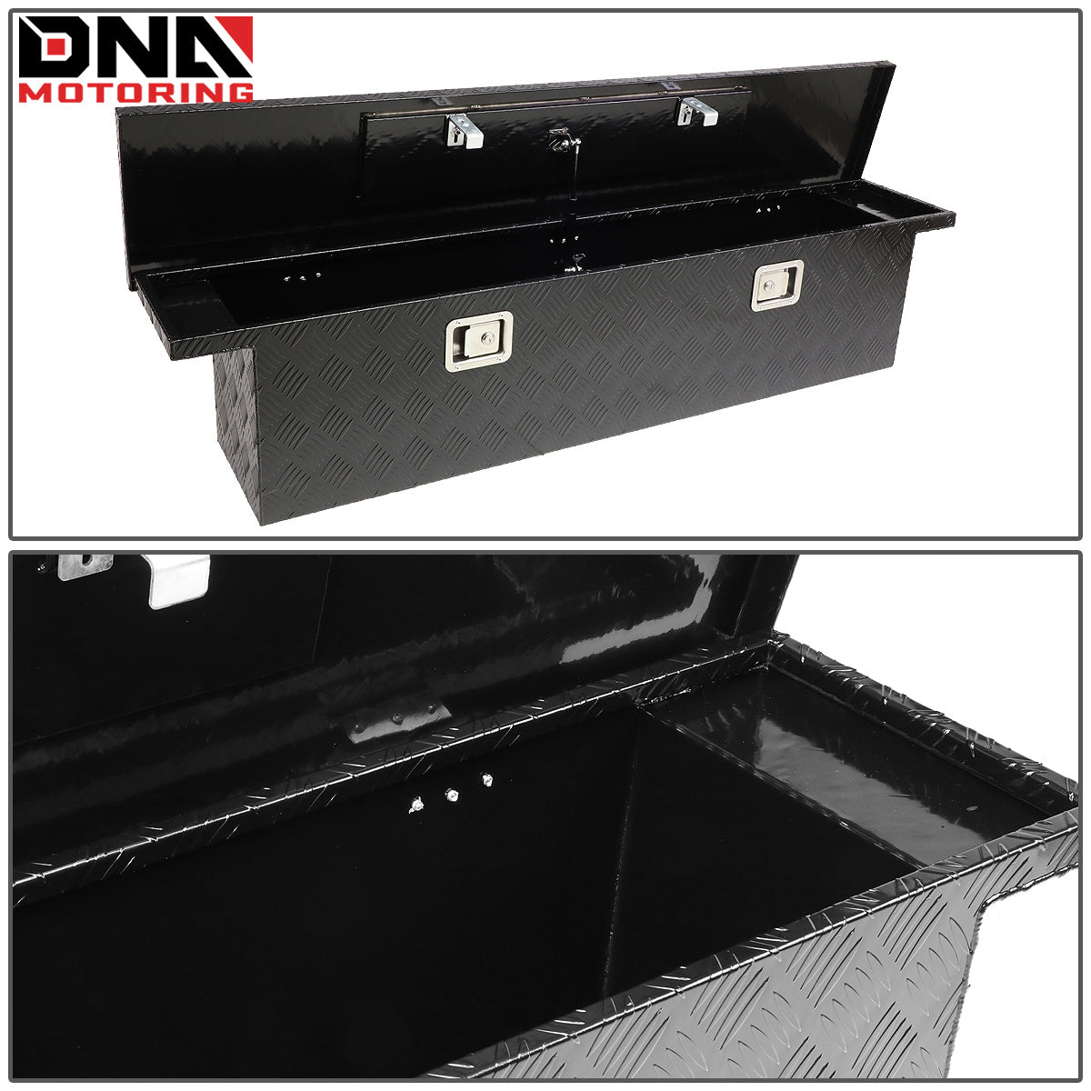 DNA Motoring Aluminum Pickup Truck Bed Trailer Key Lock Storage Tool Box