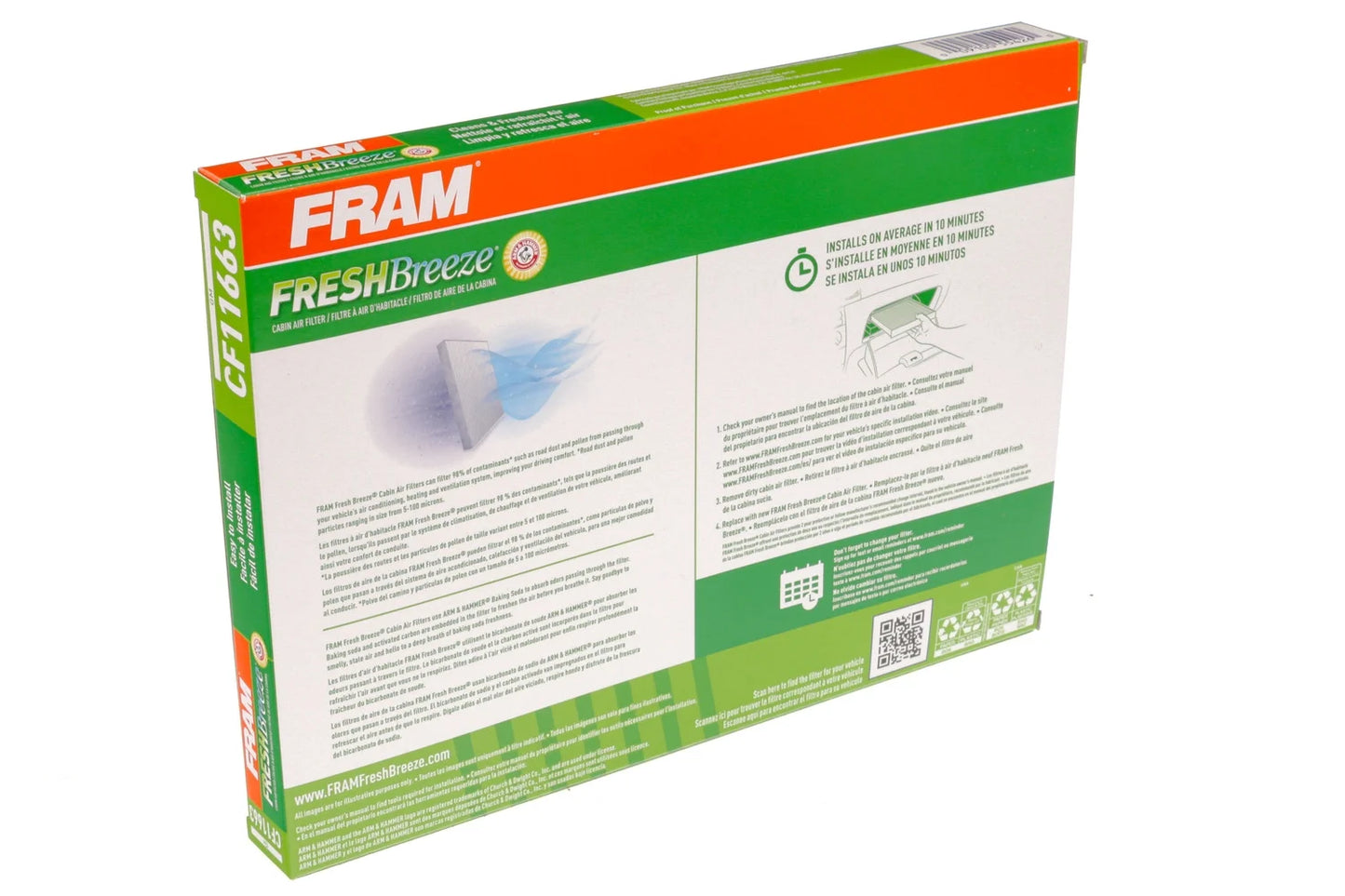Fresh Breeze Cabin Air Filter CF11663 with Arm & Hammer Baking Soda, for Select GM Vehicles Fits Select: 2009-2017 CHEVROLET TRAVERSE, 2007-2016 GMC ACADIA