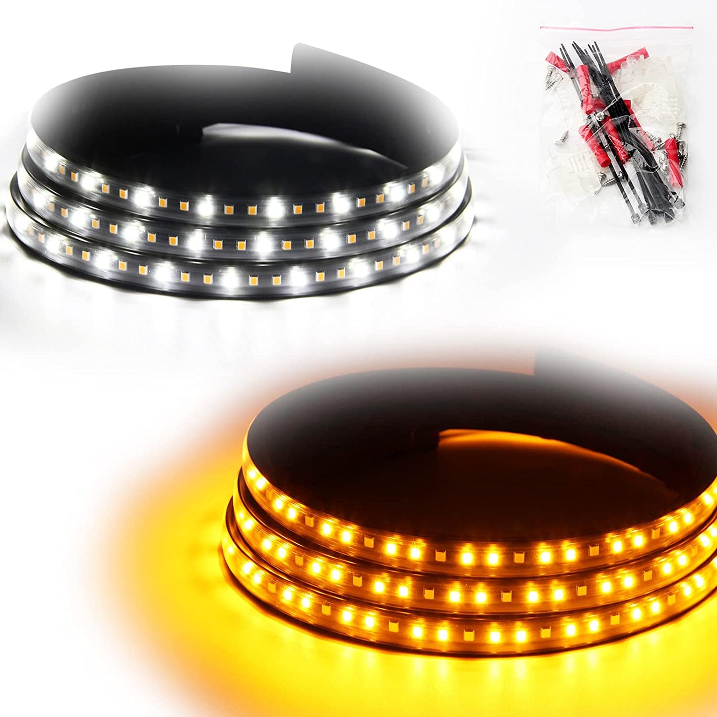 2Pcs Truck LED Running Board Lights Sequential Amber Led Side Marker Light 70 In
