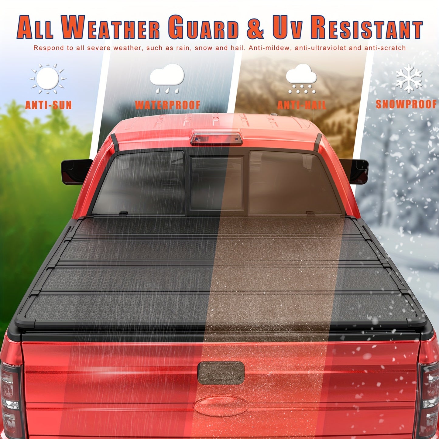 5.5FT Hard 4-Fold Tonneau Cover for Ford F150 Truck Bed 2015-2024 with Lamp